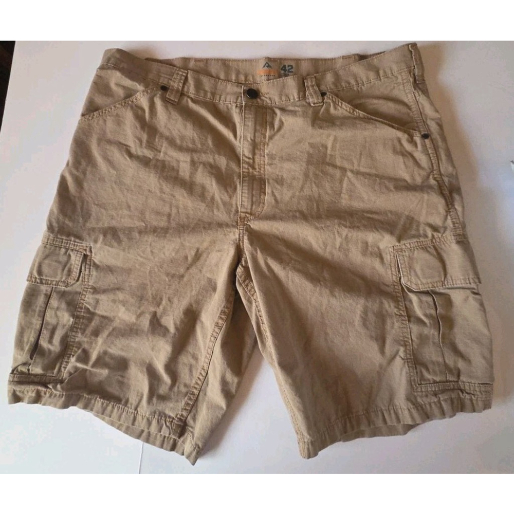 Ridgecut Toughwear Men’s Cargo Work Shorts 42 Outdoor Khaki Hiking 100% Cotton